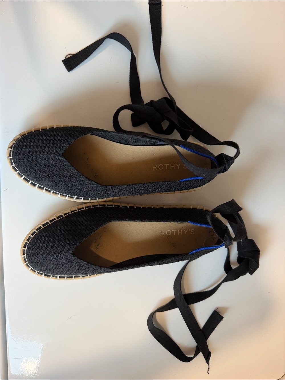 Rothy's Black Knit Espadrille Lace-Up Shoes